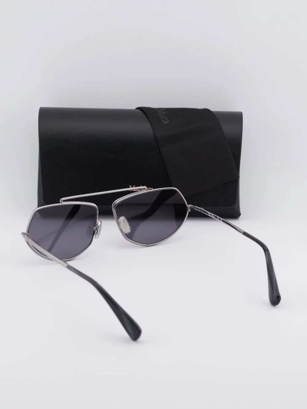 Max Mara MM0165 14A Joey Geometric Sunglasses - Shiny Light Ruthenium/Smoke